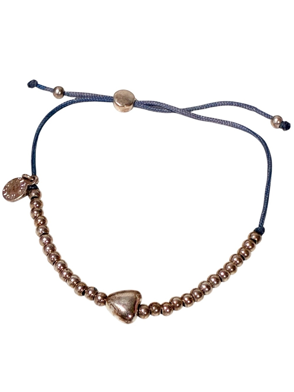 Katie Loxton Silver Plated Bead & Heart String Pull Closure Bracelet